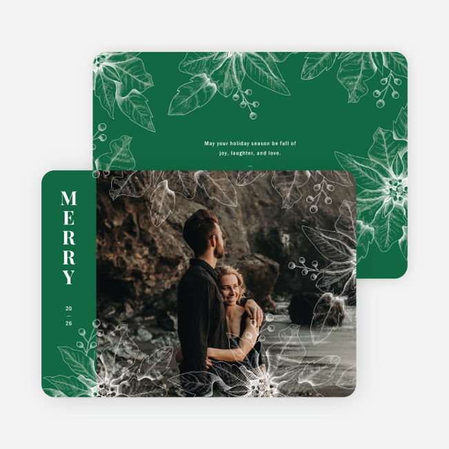 Merry Impression Christmas Cards - Green