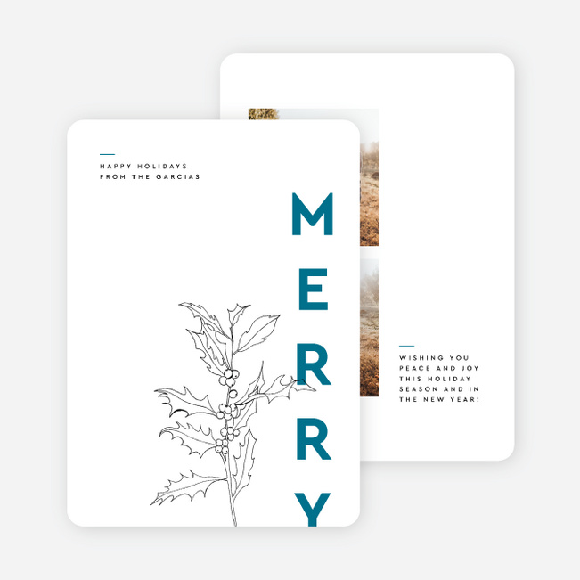 Merry Lined Up Holiday Cards - Blue