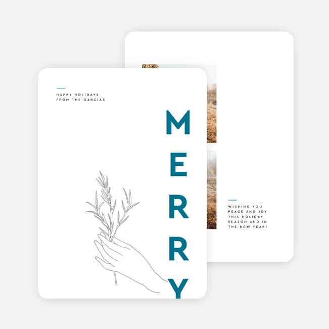 Merry Lined Up Holiday Cards - Blue