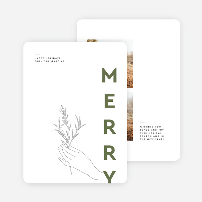 Merry Lined Up Holiday Cards - Green