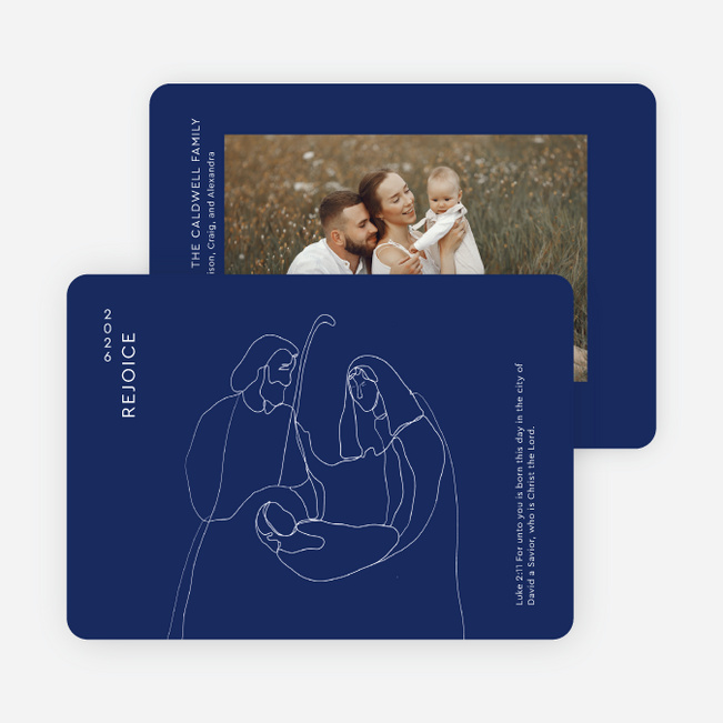 Modern Nativity Scene Christmas Cards - Blue