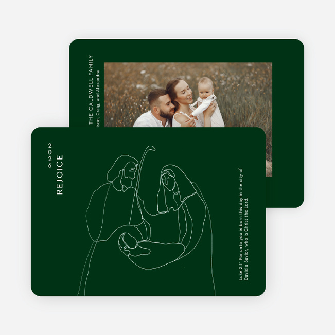 Modern Nativity Scene Christmas Cards - Green