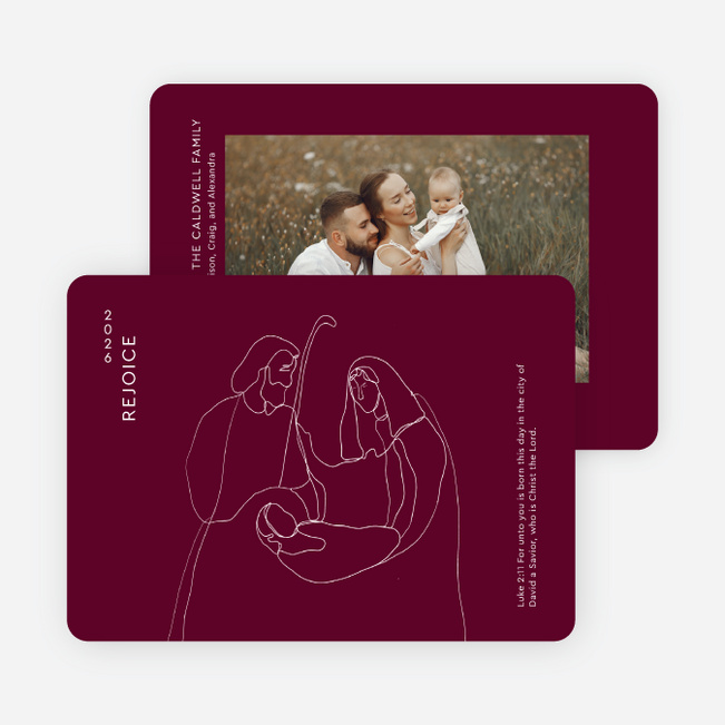 Modern Nativity Scene Christmas Cards - Red