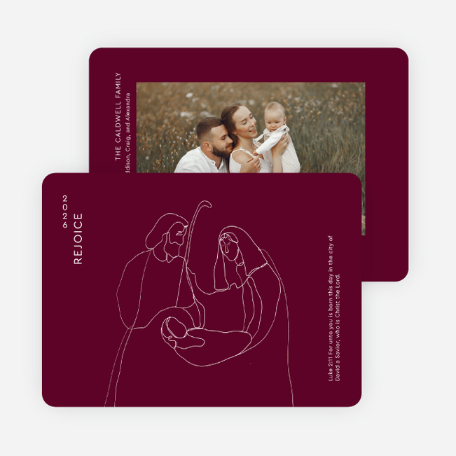 Modern Nativity Scene Christmas Cards - Red