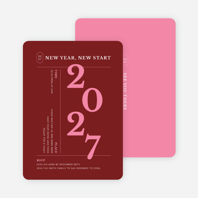 Big Countdown Holiday Invitations - Red