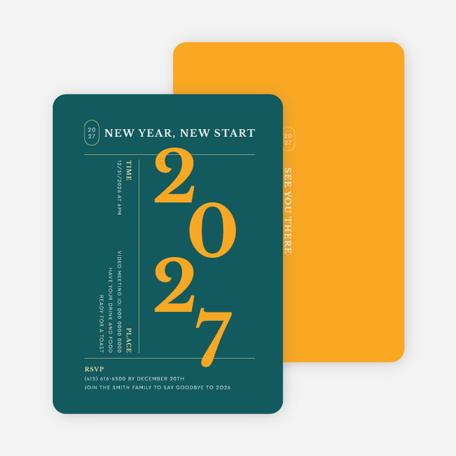 Big Countdown Holiday Invitations - Yellow