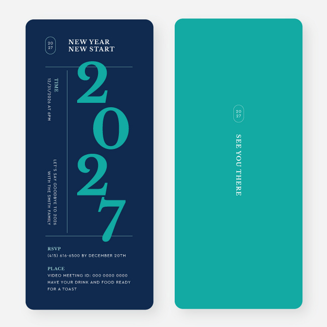 Big Countdown Holiday Invitations - Blue