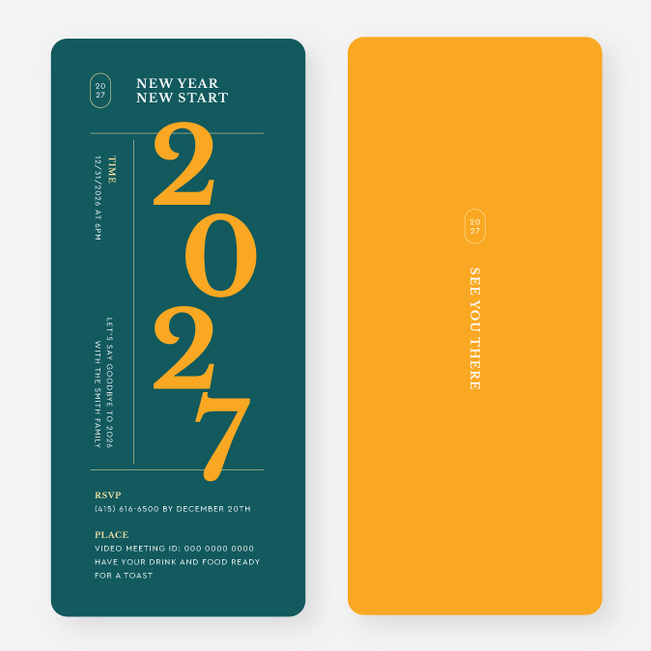 Big Countdown Holiday Invitations - Yellow