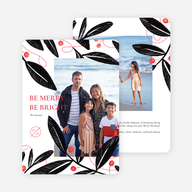 Bold Print Leaves Christmas Cards - Multi