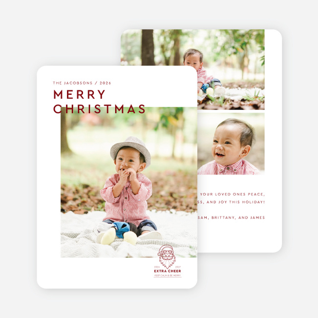 Festive Stamp Christmas Cards - Red