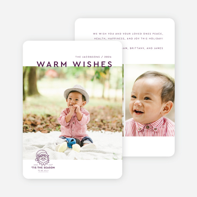 Festive Stamp Multi Photo Holiday Cards - Purple