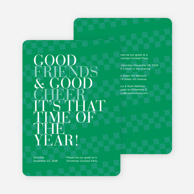 Good Friends & Good Cheer Holiday Party Invitations - Green