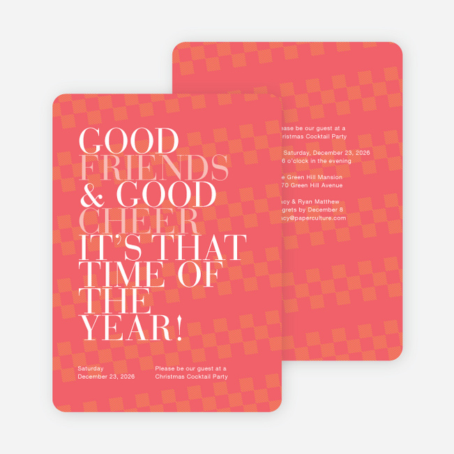 Good Friends & Good Cheer Holiday Party Invitations - Red