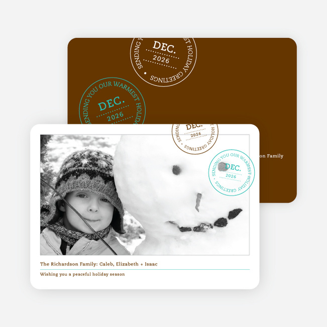 Holiday Stamp Photo Cards - Mocha Brown