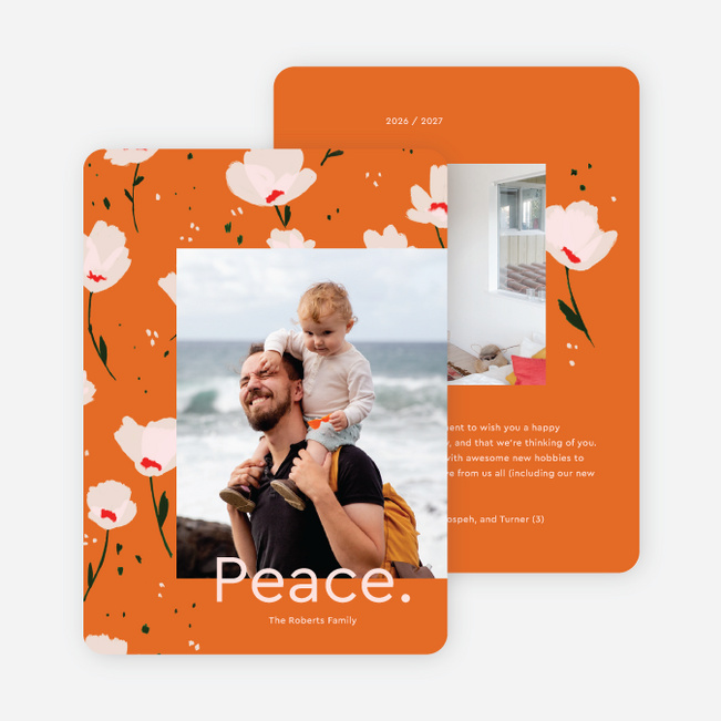 Jolly Petals Multi Photo Holiday Cards - Orange