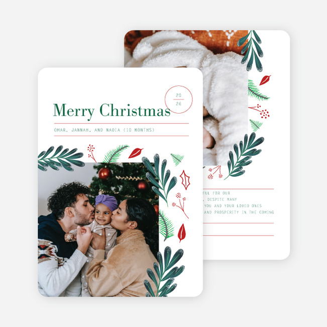 Leafy Surroundings Christmas Cards - Green