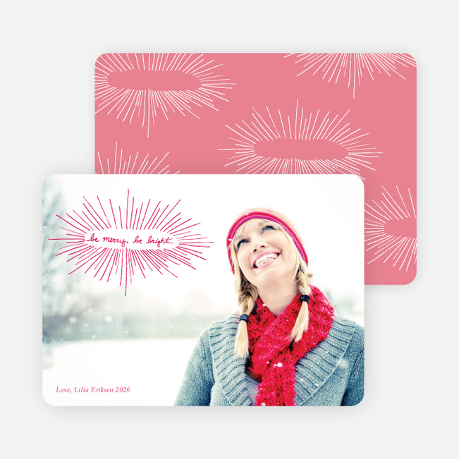 be merry, be bright Holiday Photo Cards - Fuschia