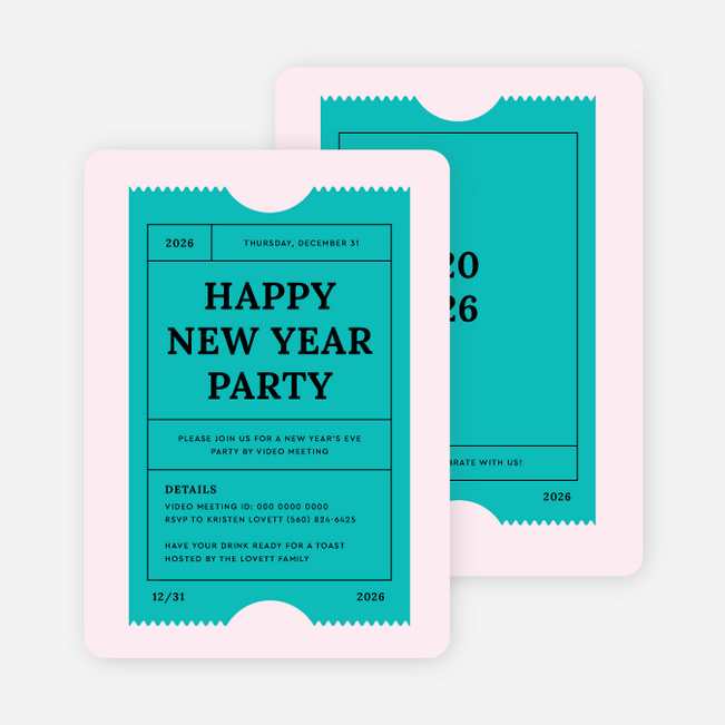 Party Ticket Holiday Invitations - Blue