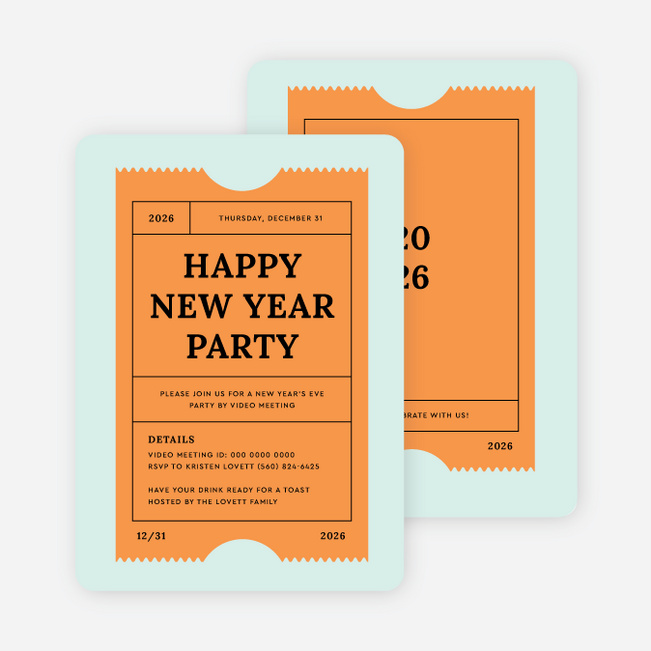 Party Ticket Holiday Invitations - Orange