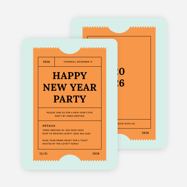 Party Ticket Holiday Invitations - Orange