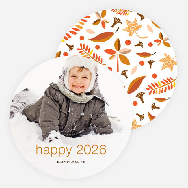 Retro Foliage New Year Cards - Multi