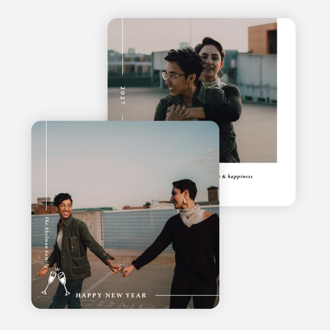 Spreading Light & Love New Year Cards and Invitations - White