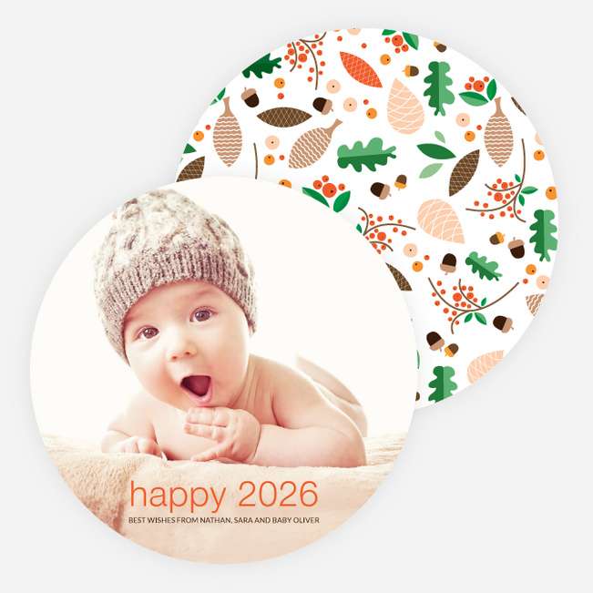 Vintage Acorn New Year Cards - Multi