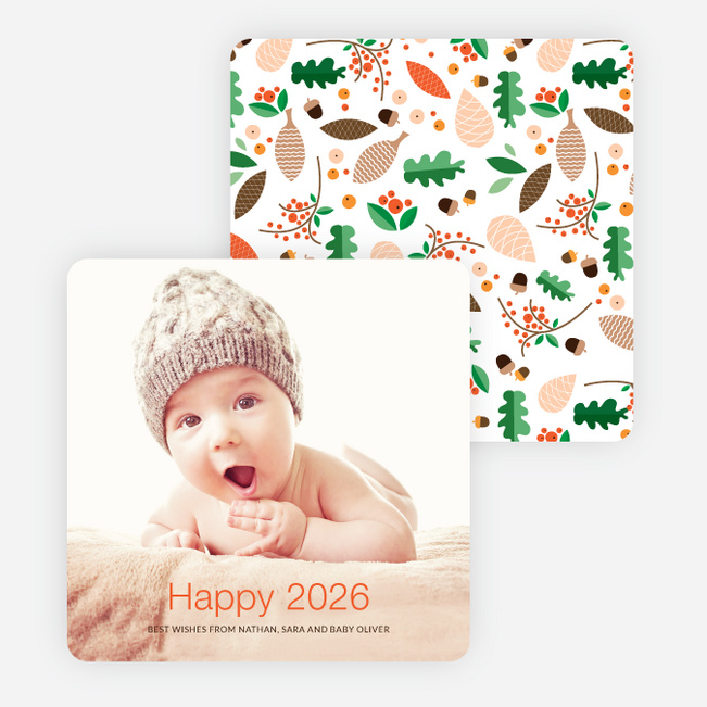 Vintage Acorn New Year Cards - Multi