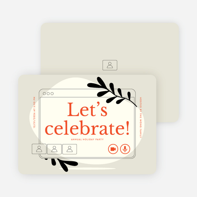 Virtual Party Holiday Invitations - Beige
