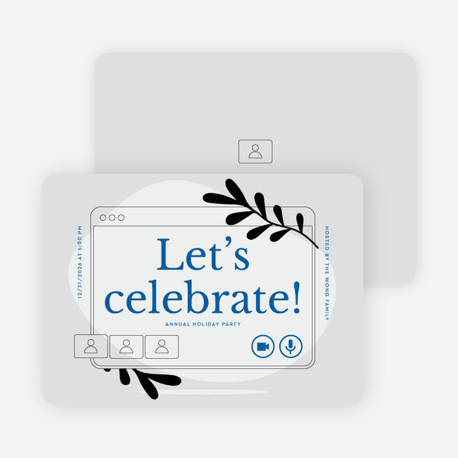 Virtual Party Holiday Invitations - Gray
