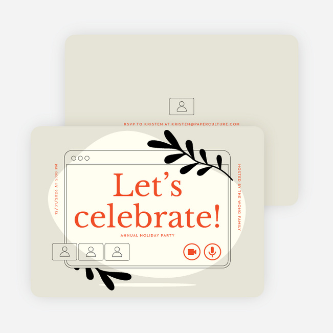 Virtual Party Holiday Invitations - Beige
