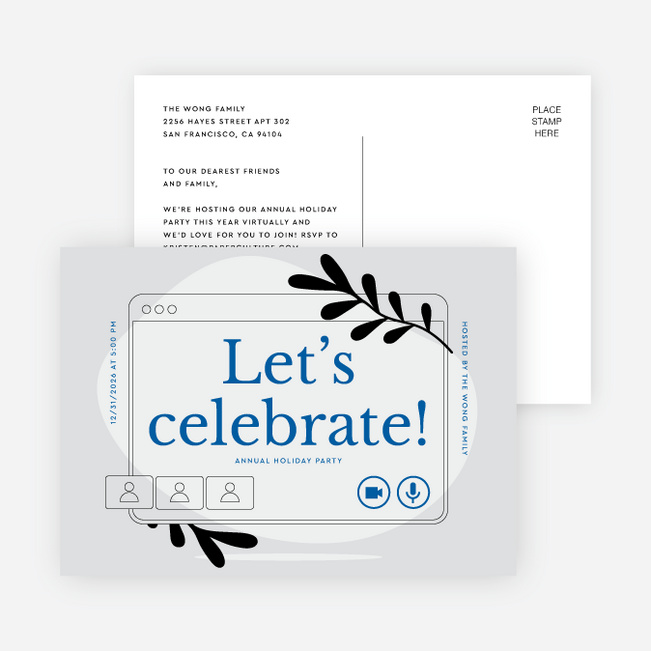 Virtual Party Holiday Invitations - Gray