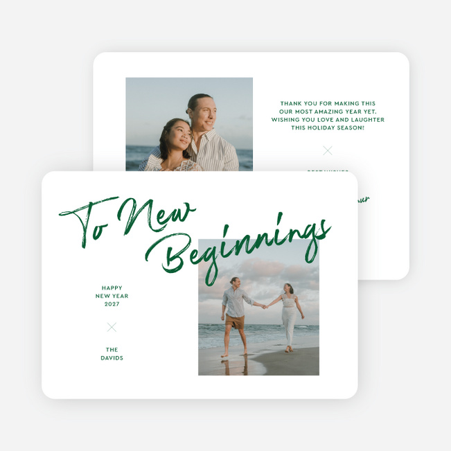 Brushed by the Season New Year Cards and Invitations - Green