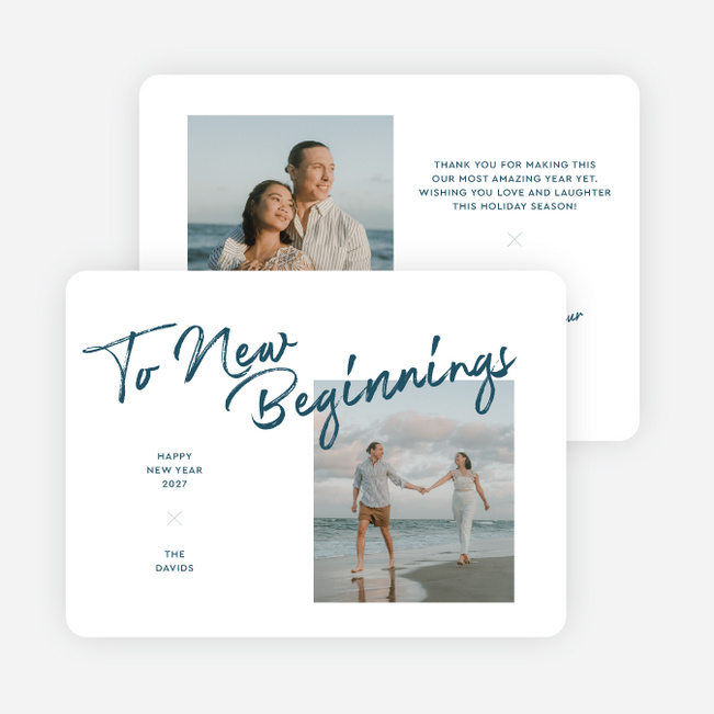 Brushed by the Season New Year Cards and Invitations - Blue