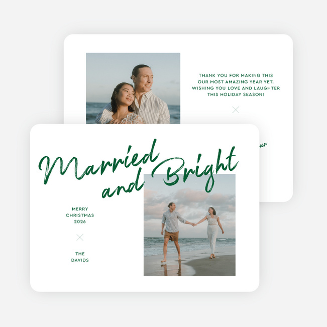 Brushed by the Season Personalized Christmas Cards - Green