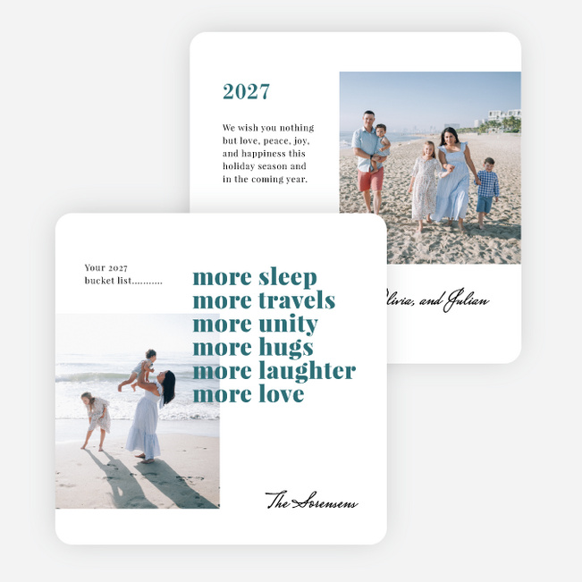 More Bucket List New Year Cards and Invitations - Blue