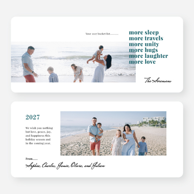 More Bucket List New Year Cards and Invitations - Blue