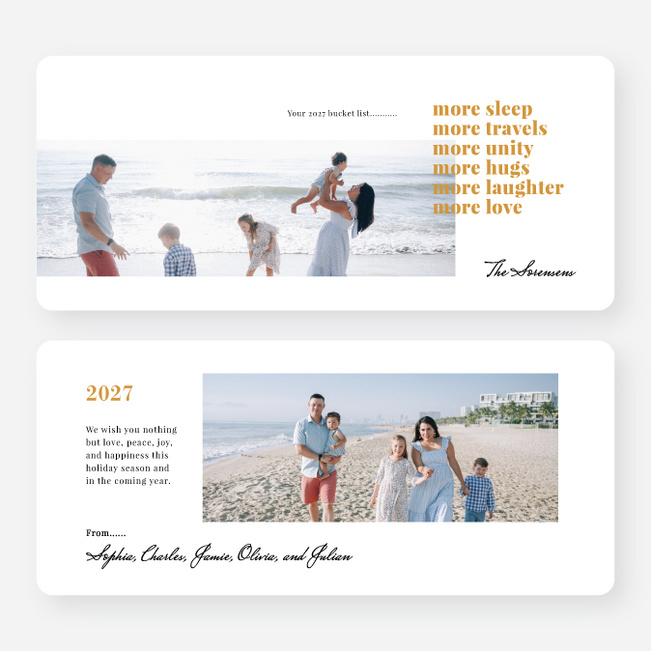 More Bucket List New Year Cards and Invitations - Yellow