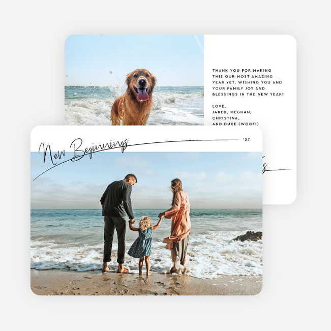 Casually Written New Year Cards and Invitations - White