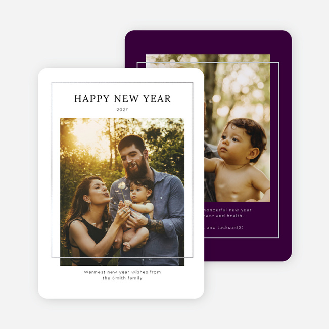 Foil Little Frame New Year Cards and Invitations - Gray
