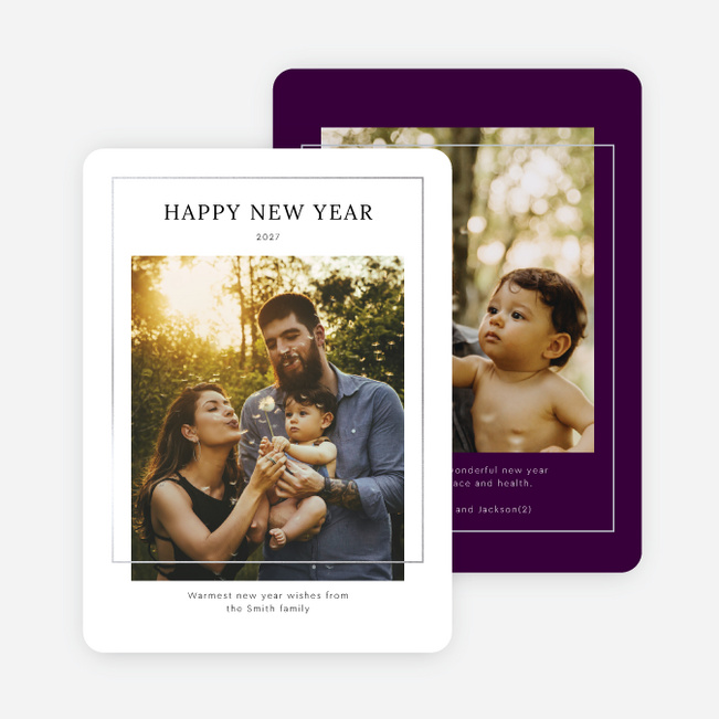 Foil Little Frame New Year Cards and Invitations - Gray