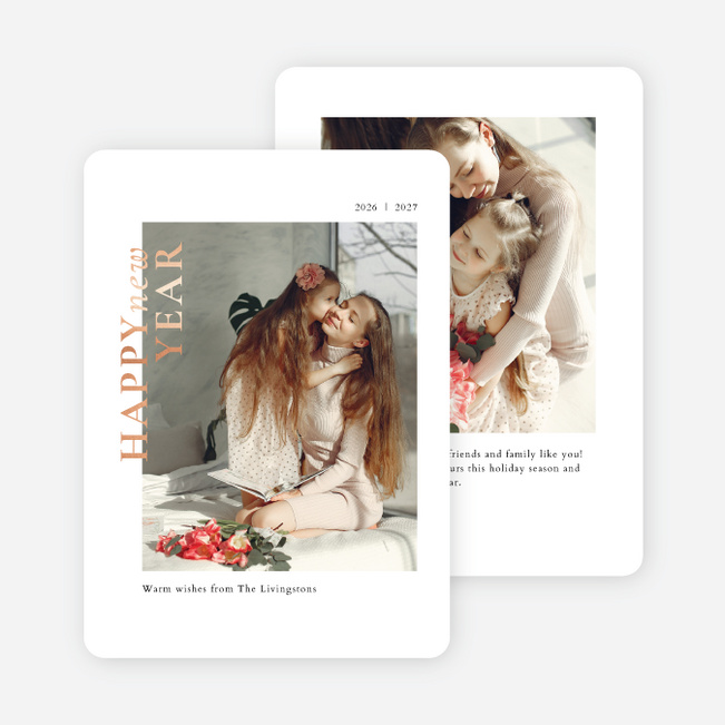 Foil Newness New Year Cards and Invitations - Pink