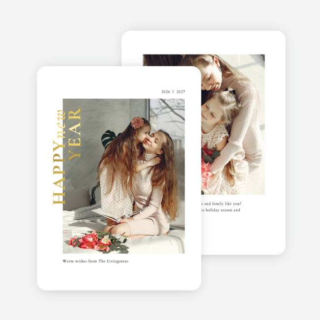 Foil Newness New Year Cards and Invitations - Yellow