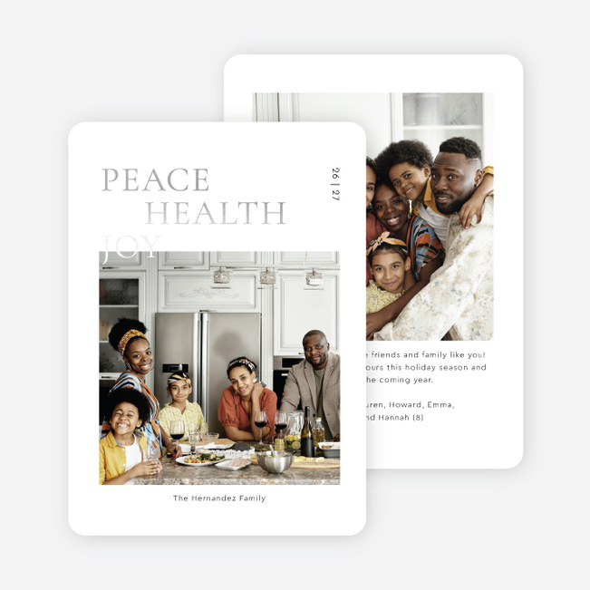 Foil Peaceful Header New Year Cards and Invitations - Gray