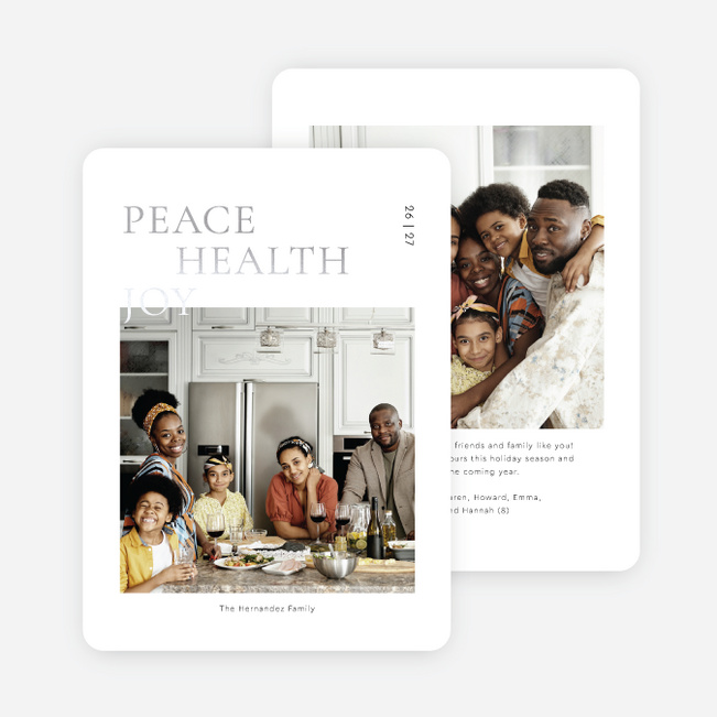 Foil Peaceful Header New Year Cards and Invitations - Gray