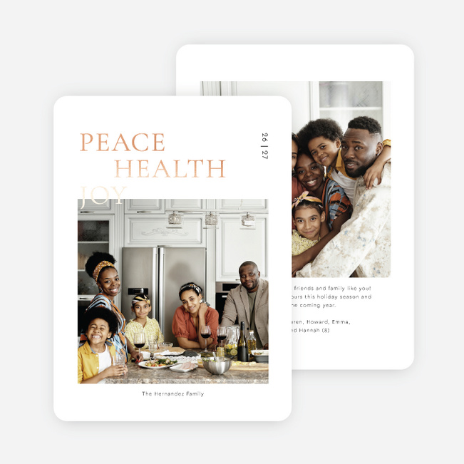 Foil Peaceful Header New Year Cards and Invitations - Pink