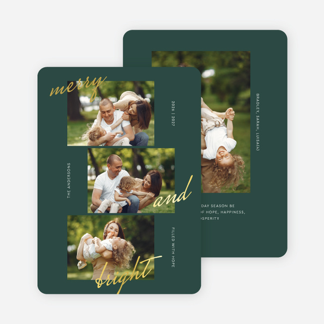 Foil So Merry Multi Photo Holiday Cards - Yellow