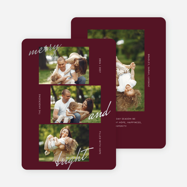 Foil So Merry Multi Photo Holiday Cards - Gray