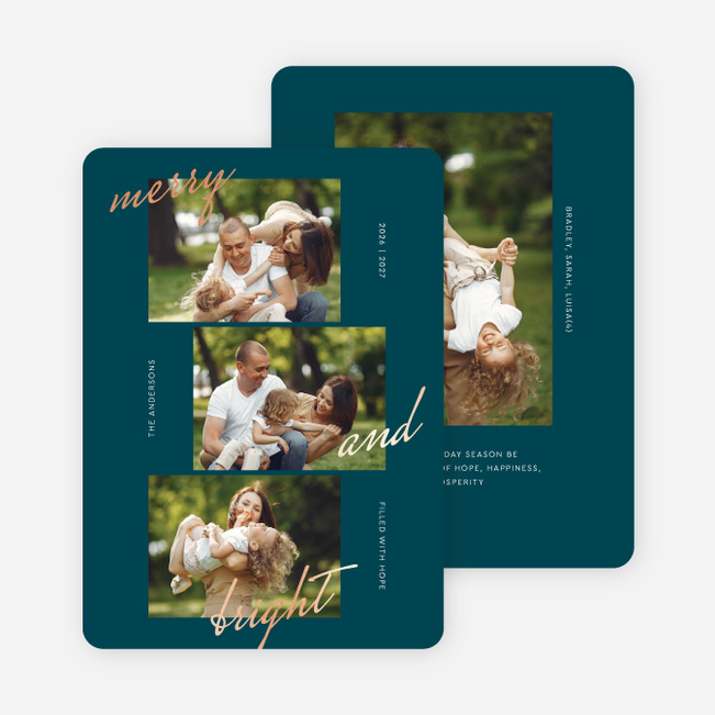 Foil So Merry Multi Photo Holiday Cards - Pink