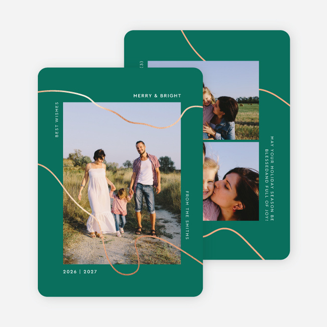 Foil Twist Multi Photo Holiday Cards - Pink